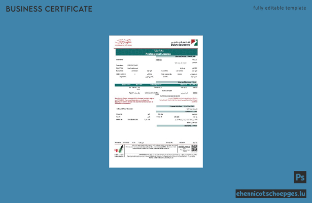 Professionelle Firmenlizenz für Dubai, VAE (Word und PDF), Version 2 – Beispielvorschau